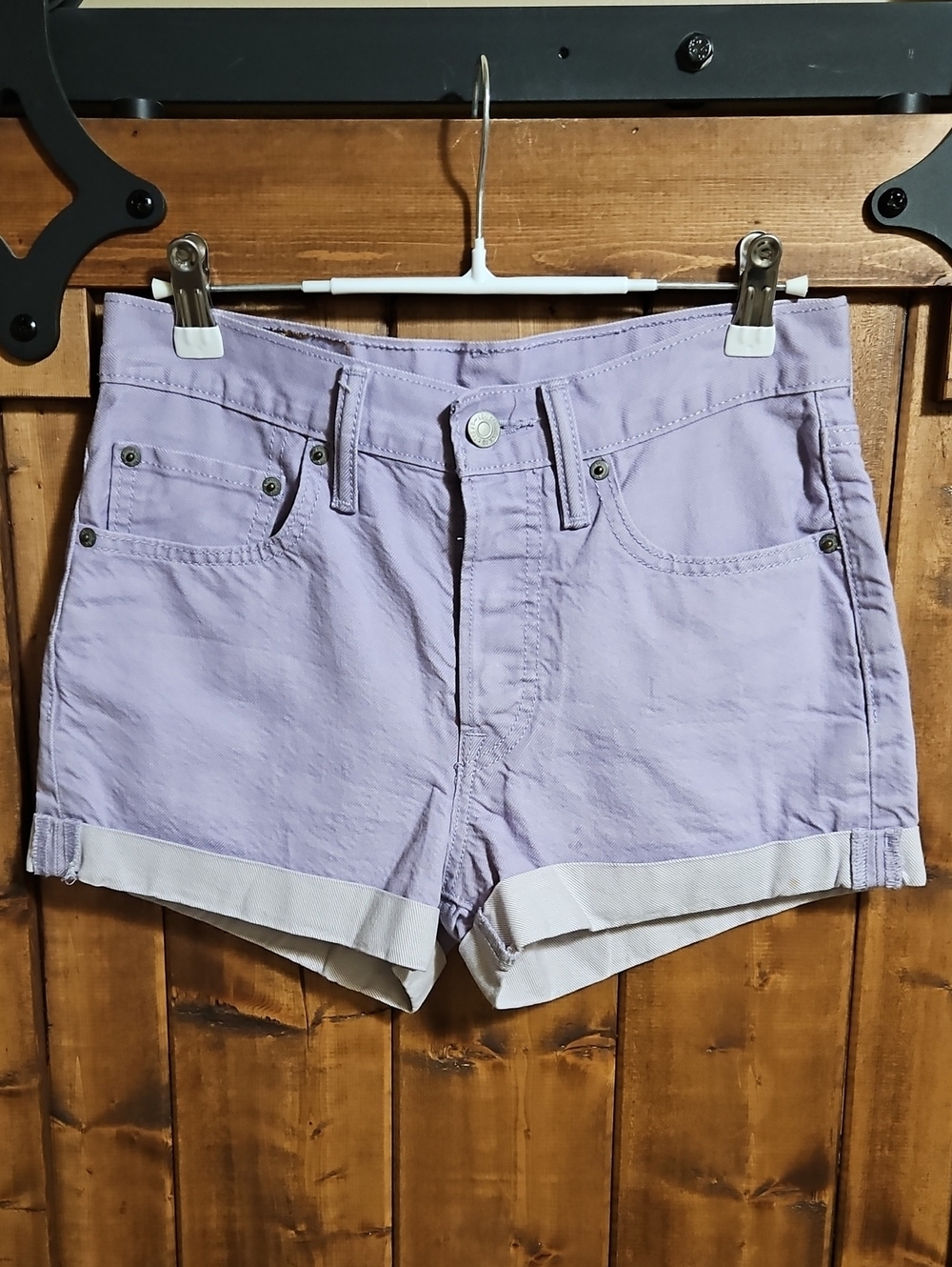 Levi's 501 Mid-Rise / High-Rise Cuffed Denim Shorts W26 in Lavender